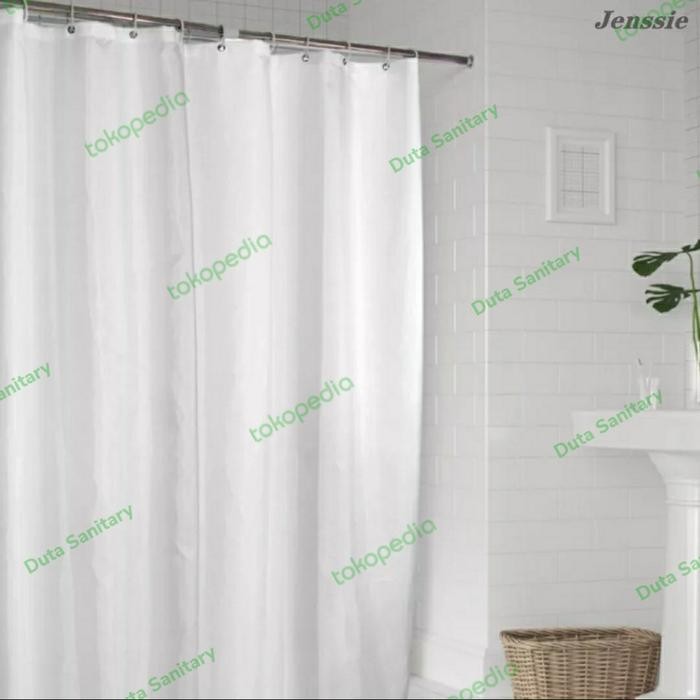 Shower Curtain 200X200 Textile/Shower Curtain Kain 200Cm/ Korden Putih