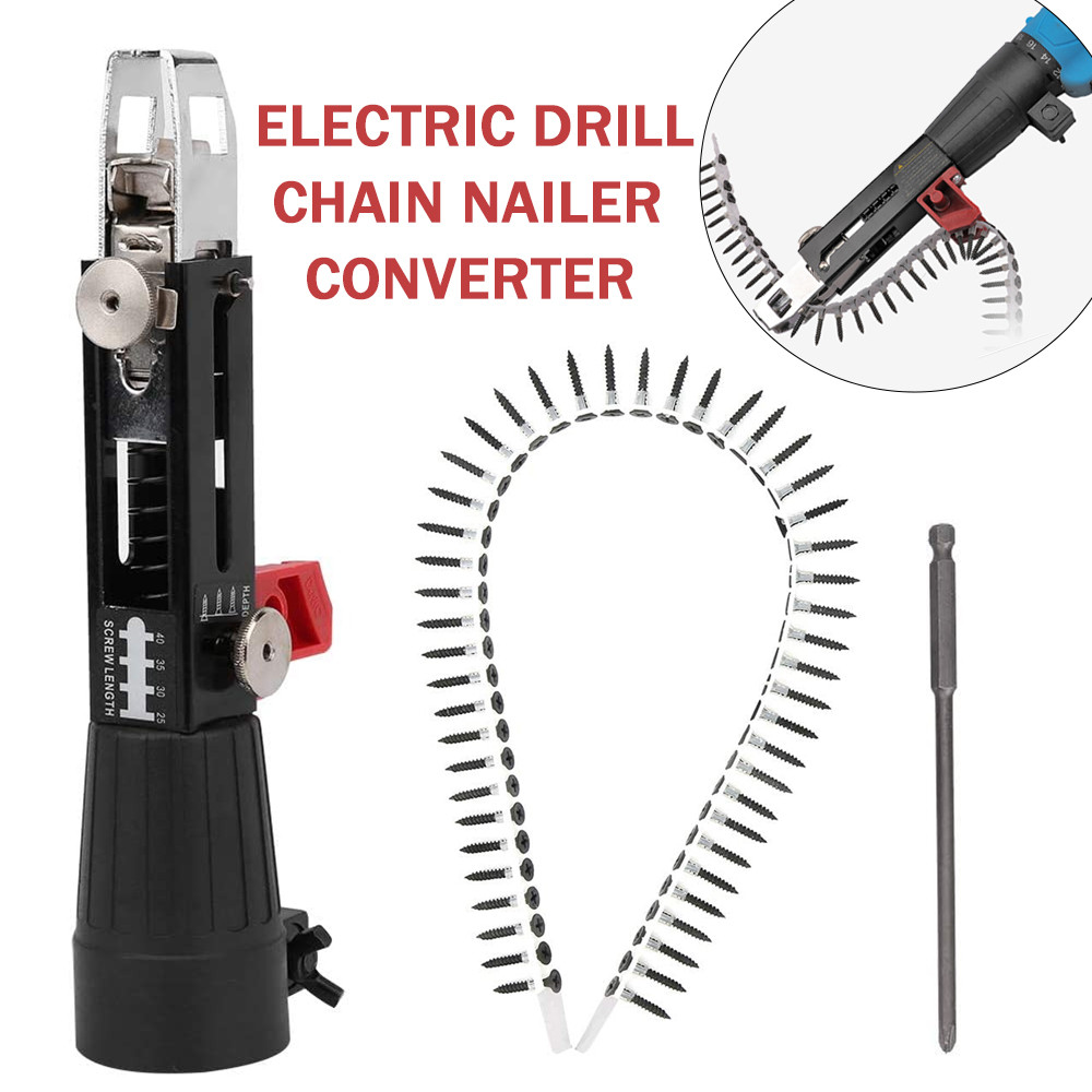 Automatic Screw Chain Nail Gun Adapter Screw Gun Adjustable Screw Length Suitable For Electric Drill