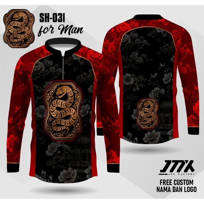 New Imlek Baju Cheongsam Pria Kaos Jersey Cheongsam Pria Kaos Imlek Gong Xi Fa Cai Shio Ular Sh-03L