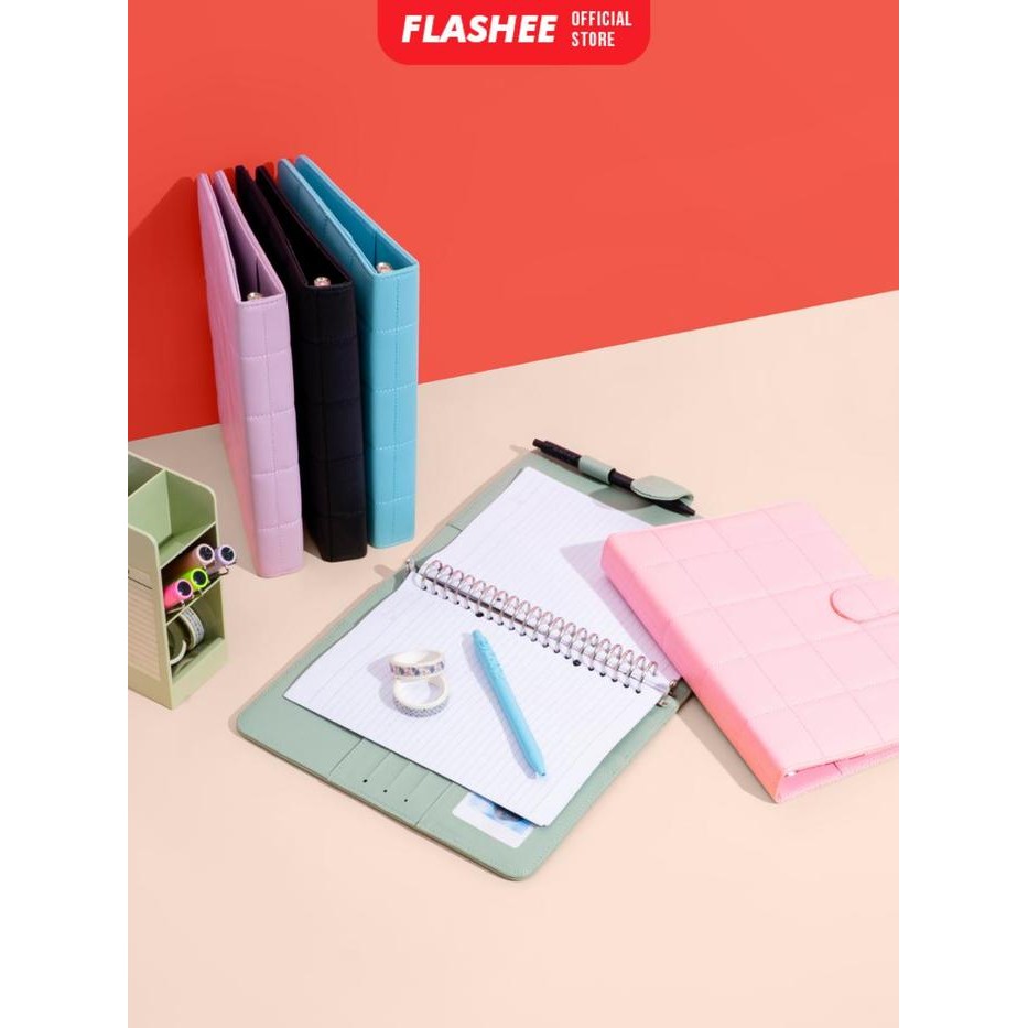 

FLASHEE BINDER POLOS EKSKLUSIF A5 PUFFY 20 RING BUKU AGENDA KULIT SINTETIS PU LEATHER BINDER POLOS