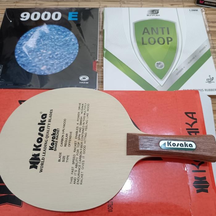 Terbaru Paket Bet Tenis Meja Kosaka Carbon Plus Anti Spin Anti Loop Original