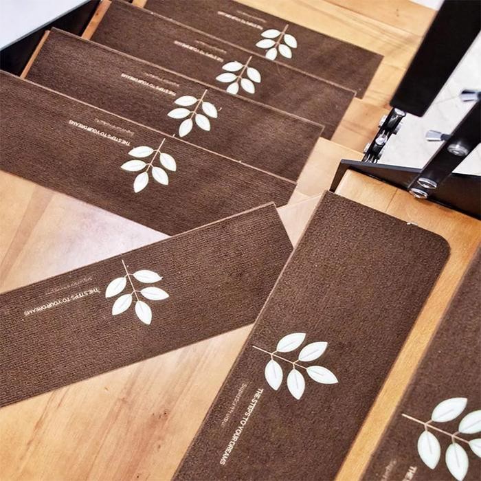 Karpet Tangga Lantai Anti Slip Licin Motif Daun Aneka Warna