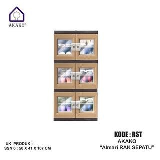 AKAKO - Lemari Sepatu Susun 3 (Didalam 6 susun) + Kaca (Kode : RST S3)