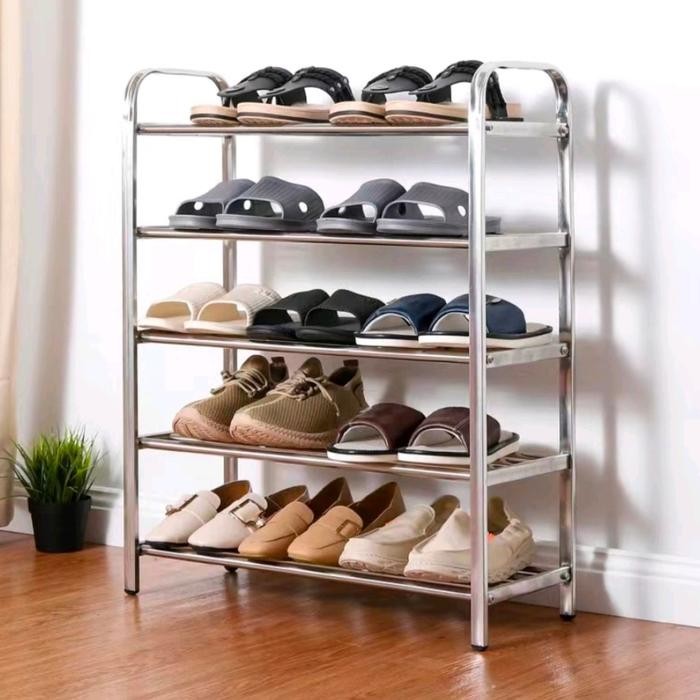 rak sepatu stainless steel 4 susun