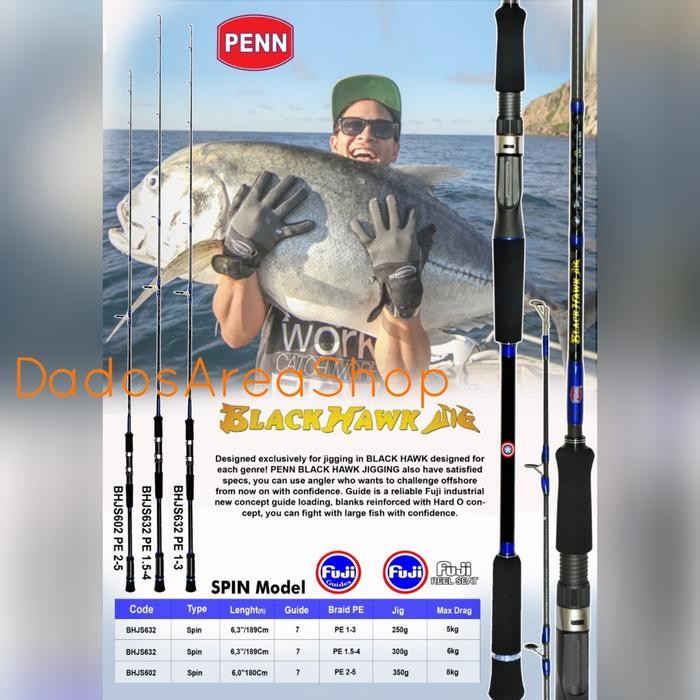 Joran PENN BLACK HAWK JIG BHJS Spinning Jigging Rod