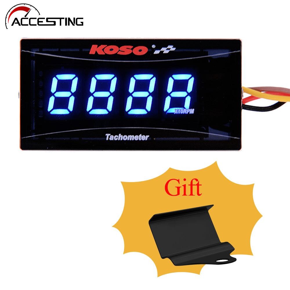 Koso Tachometer Sepeda Motor Meteran RPM Meteran Tach Mesin Tampilan LCD Persegi Digital untuk Seped