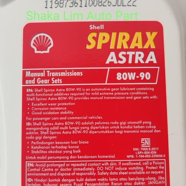 Oli Transmisi Gardan Oil Shell Spirax Astra Sae 80W 90 Api Gl 4 1 Ltr Kode 100