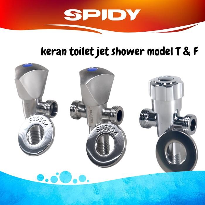 PREMIUM SPIDY Keran Kloset Toilet Jet Shower Washer Stainless Model F dan T