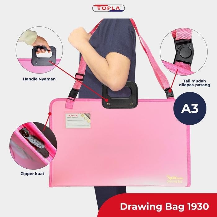

[Deli Atk] Topla Zipper File 1930 Tas Drawing Book A3 Artbag A3 Portofolio Tas A3 Alat Biru Hijau