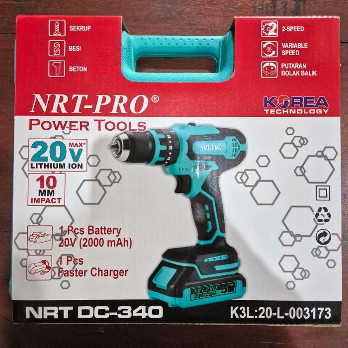 Bor Cordless Nrt Dc-340 20V (Bukan Set) / Cordless Drill Nrt-Pro / Nrt Pro