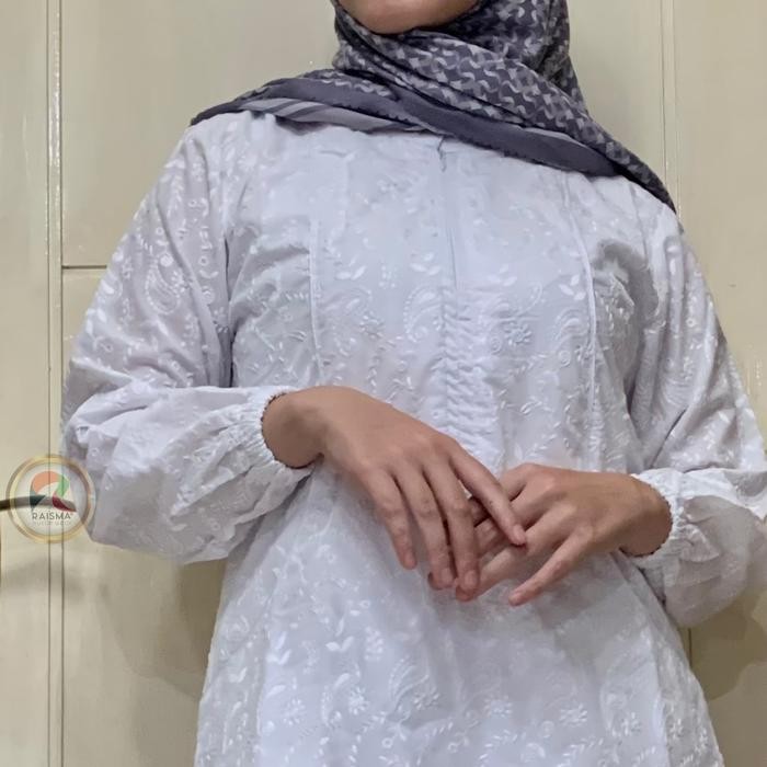 Setelan tunik Muslim Putih Bahan Katun Baju Perlengkapan Umroh Haji Wanita Celana Gamis Celana Gamis