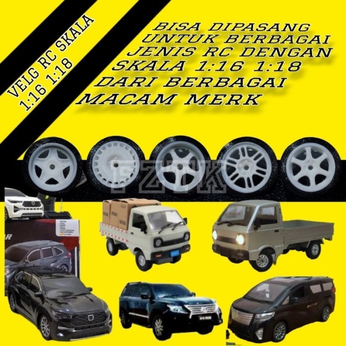 Stok Baru VELG UNTUK RC CXD D12 1:16 ATAU CLONE, RC PICKUP, RC LEXUS, RC INNOVA DLL SKALA 1:16 1:18