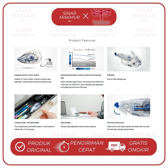 

correction tape/tipex kertas mono air 5 5mm x 10m ct-cax mono tombow (set) kode 261