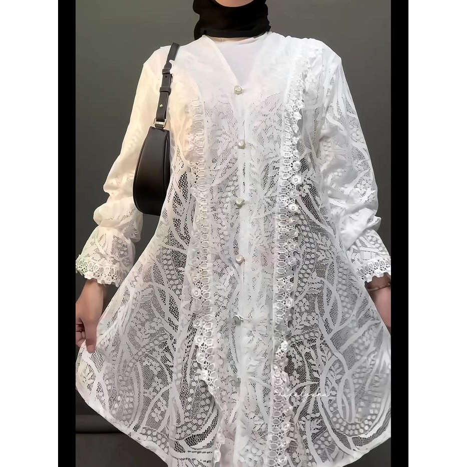 Leta Outer Tunik Brukat Cardigan Brokat Lengan Panjang Kebaya Tunik atasan outher brukat Outer