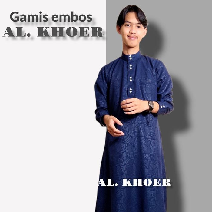 Alkhoer Jubah Madinah Gamis Bahan Embos Kancing Kotak Impor Jubah Pria Dewasa Termurah 2023