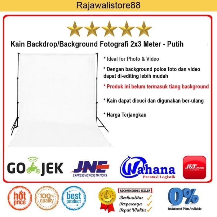(Expert) Kain Background/Backdrop Studio Fotografi 2x3 Meter - Putih