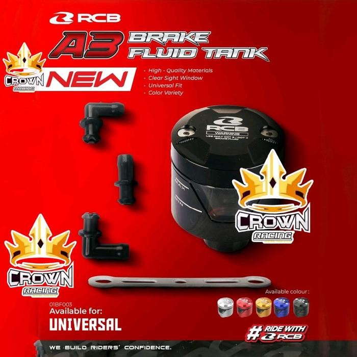 Tabung Minyak Rem Rcb A3 Kaca Aluminium Cnc Bulat Universal