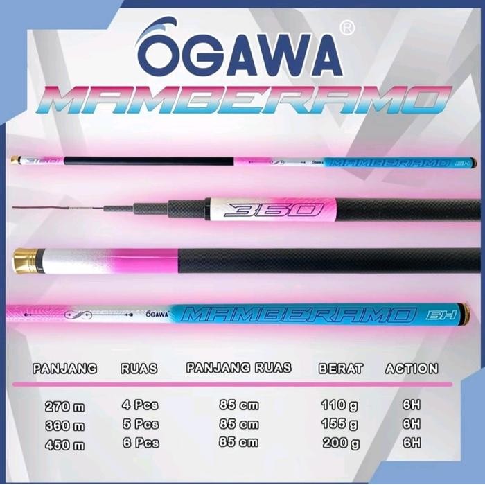 Joran Pancing Tegek Kaku Ogawa Mamberamo 6H 270Cm/300Cm/360Cm/450Cm Alat Ikan