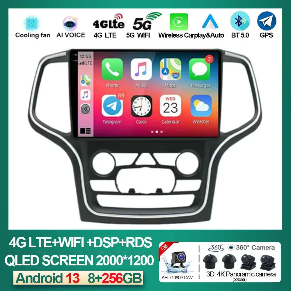 Android 13 Wireless Carplay AutoRadio For Jeep Grand Cherokee WK2