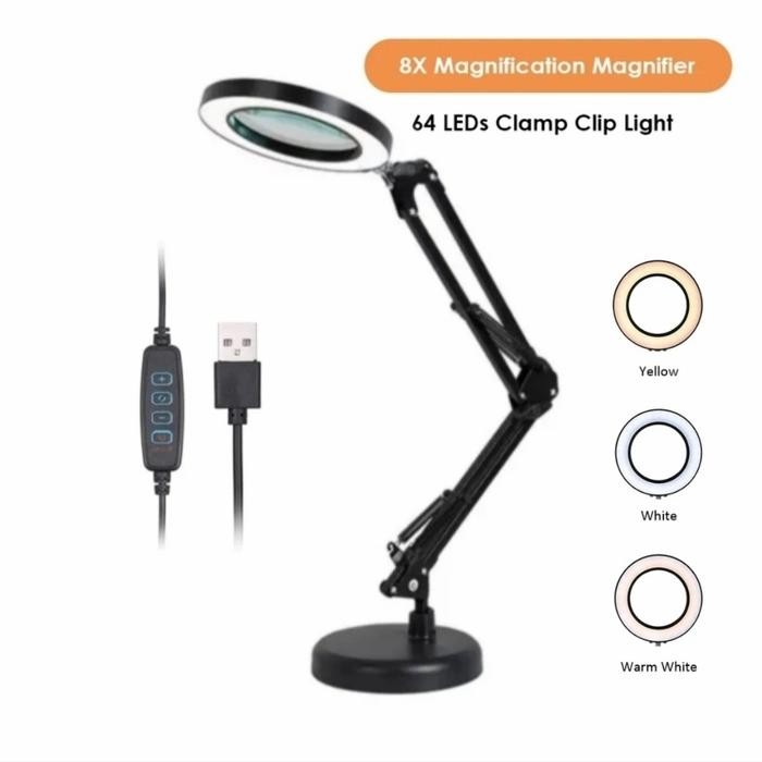 

Cuci Gudang Avpro Desk Lamp 16Cm Led Ring With 8X Magnifying Glass W Base 15Cm