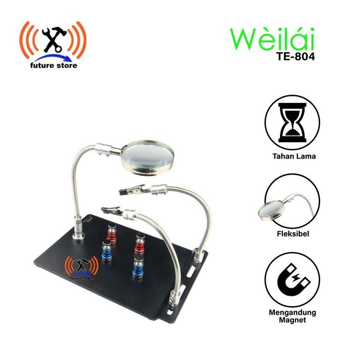 

Cuci Gudang Weilai Wl-804 Penjepit Pcb Holder + Kaca Pembesar /Jepitan Magnet Ori