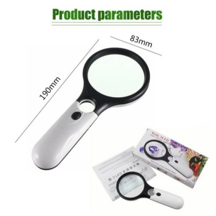 

Terbaru Kaca Pembesar Lampu 3 Lensa 45X Handheald Magnifier Lup