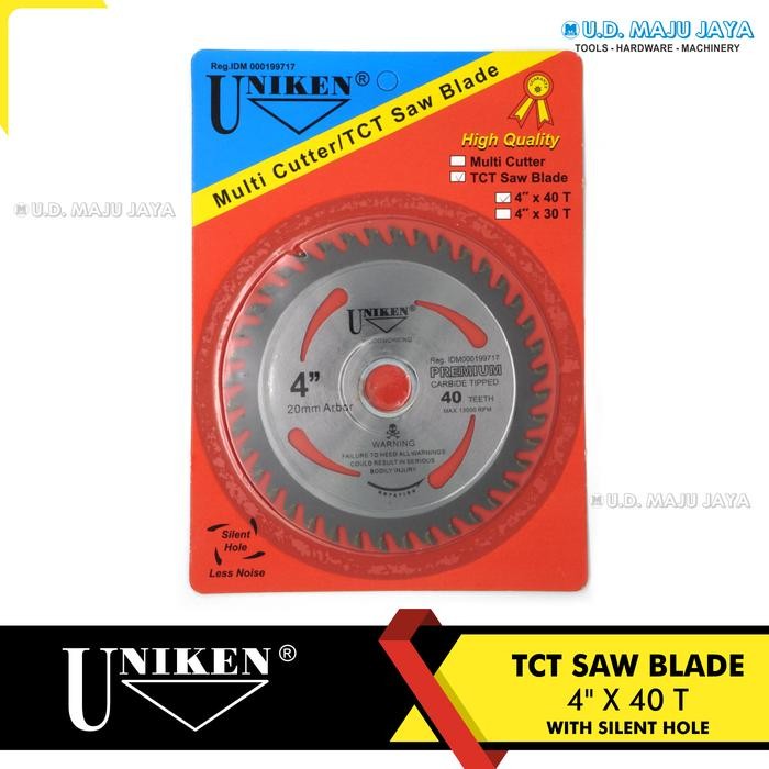 PREMIUM UNIKEN-TCT Saw Blade 4" X 40TR / Mata Gergaji Kayu / Mata Circle