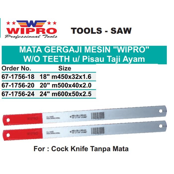 PREMIUM WIPRO MATA GERGAJI MESIN TANPA MATA / COCK KNIFE / PISAU TAJI AYAM