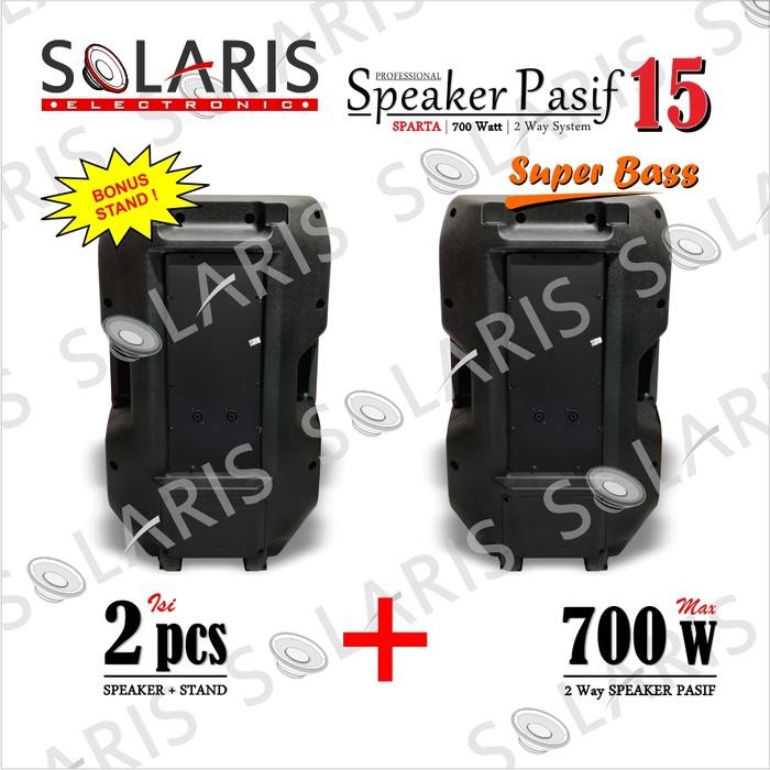 Speaker Pasif 15 In 2 Pcs 700 Watt Super Bass Crimson - Sparta Bonus Stand