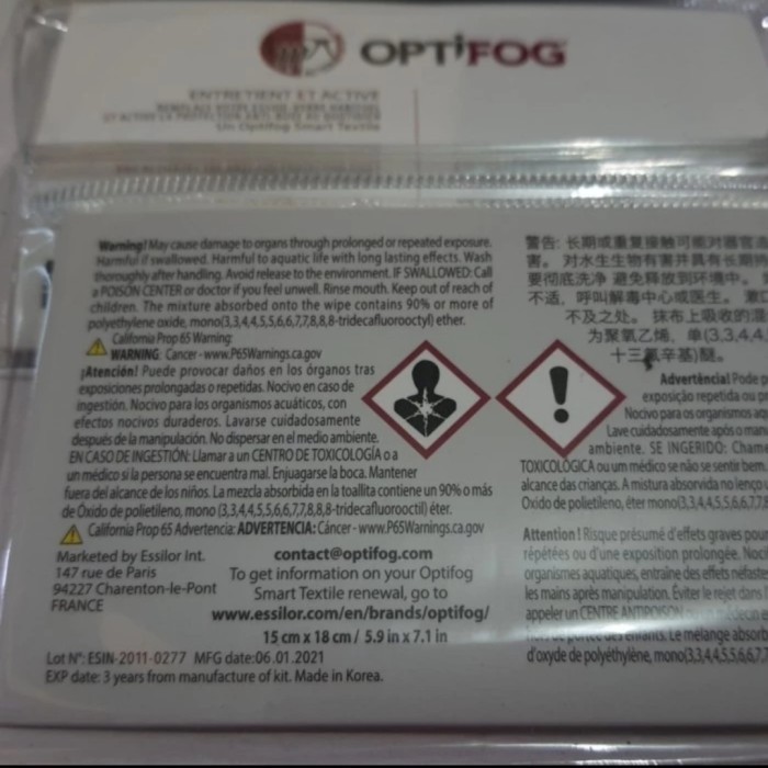 Executive Lap Optifog Essilor/Lap anti embun Essilor