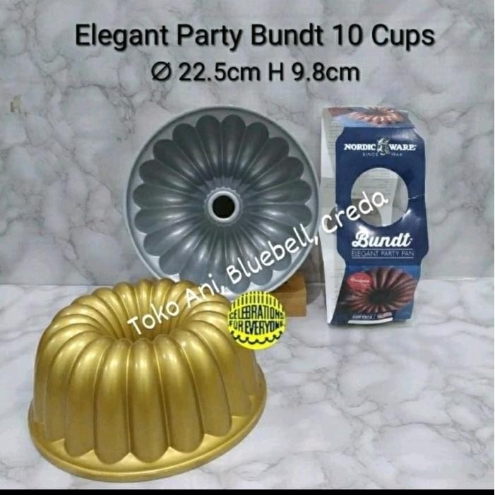 

Nordic Ware Elegant Party Bundt Pan Vol. 10 Cup, 22.5Cm H 9.8Cm Gratis Ongkir