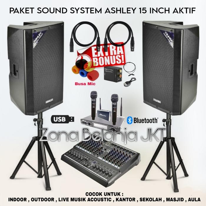 Paket Sound System Indoor Outdoor Speaker Ashley 15 In Akrif (Set 2)