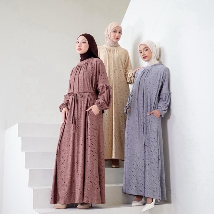 Joley Cloth - Raveena Dress Otfit Kondangan Elegant Bridesmiad Knit Bordir Gamis Wanita Muslimah