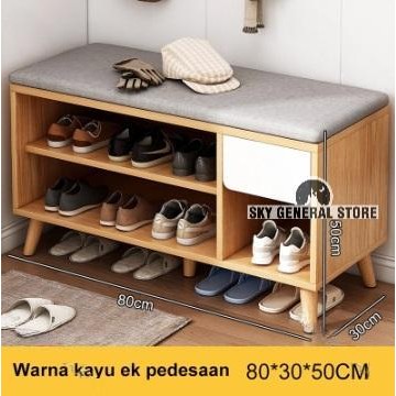 [TERBARU] Rak Lemari Tempat Sepatu Sandal Bangku Duduk Kayu Minimalis
