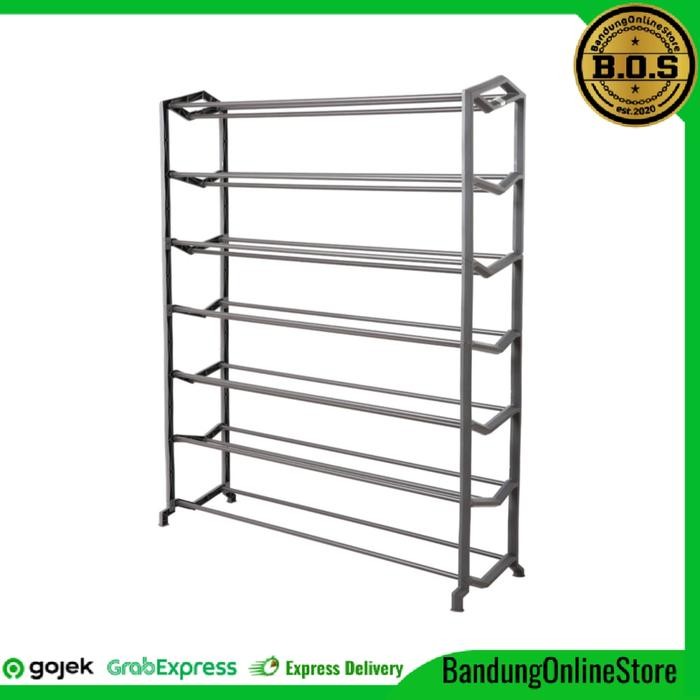Krisbow Stora Rak Sepatu Besi 7 Tingkat Tempat Sepatu Susun Kokoh Abu