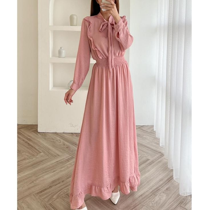 Luluna Suzy Dress Wanita Silk Import Premium Quality Gamis Panjang Polos