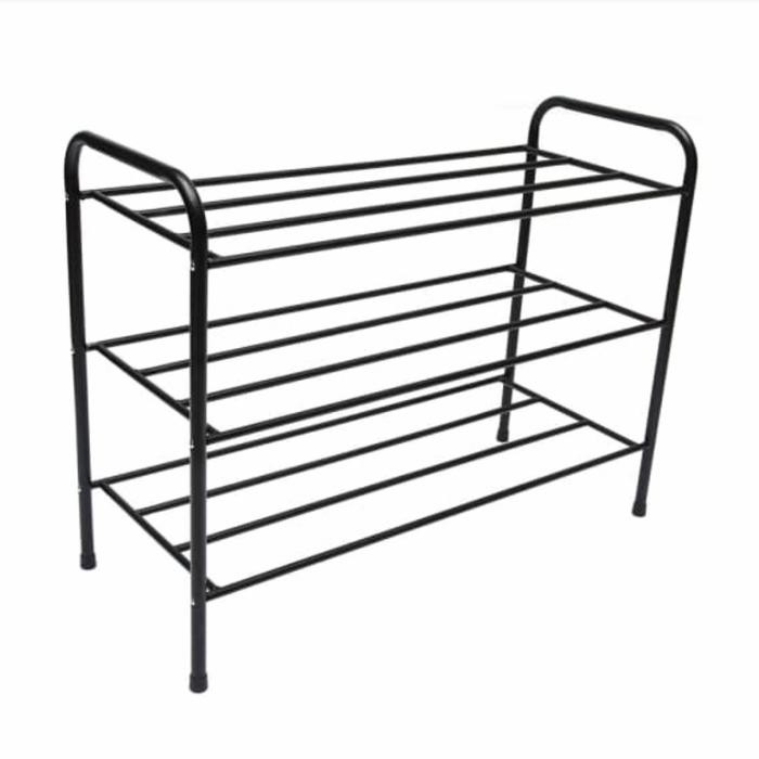 Krisbow Rak Sepatu 3 Tingkat 72x30x55 Cm - Hitam / rak sepatu besi