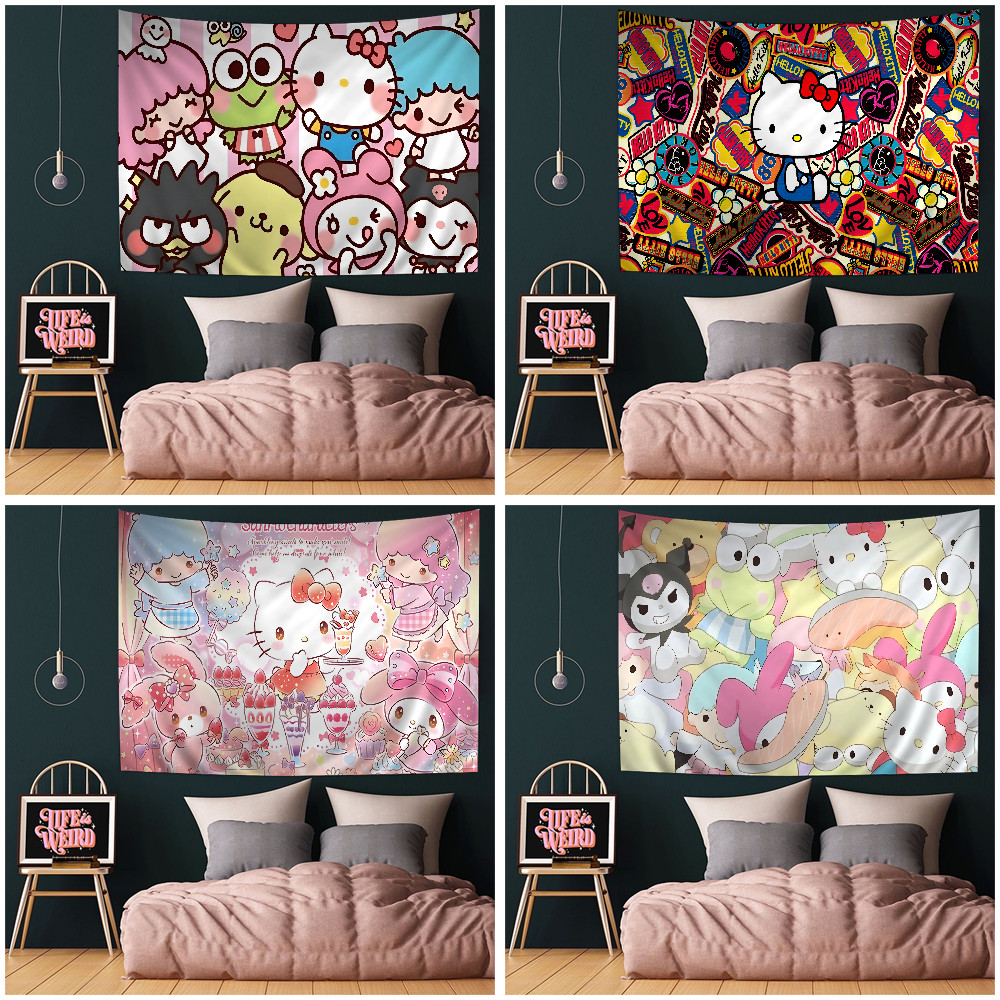 Anime Peripheral S-Sanrios Tapestry Art Printing Japanese Wall Tapestry Anime Wall Hanging Home