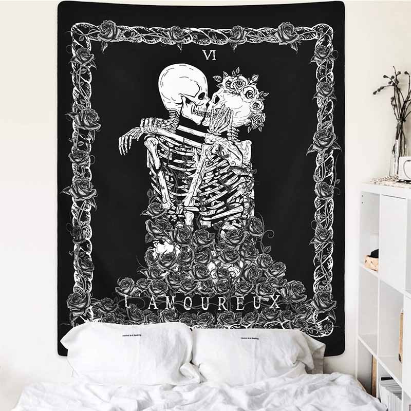 Sun Moon Black Skull Tapestry Wall Hanging Ancient Wall Tapestry Witchcraft Hippie Tapestry Wall