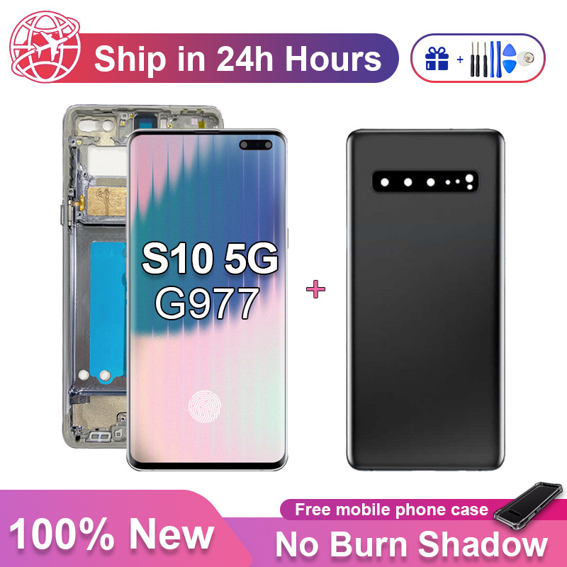 Super AMOLED LCD For SAMSUNG Galaxy S10 5G LCD G977N Display NEW G977U Touch Screen Digitizer S10 5G