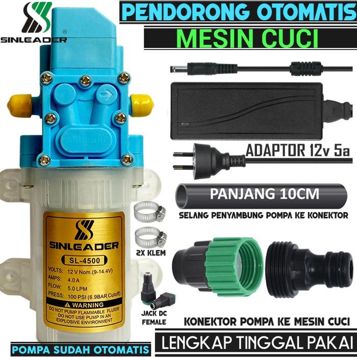 Paket Pompa Pendorong Mesin Cuci Otomatis Tekanan Tinggi adaptor listrik Pipa