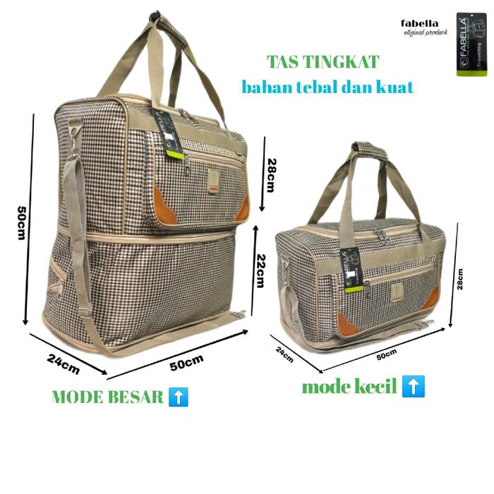 Tas Travel Fabella Tas Traveling 2 Tingkat Besar Kuat - Wanita, Pria Mudik