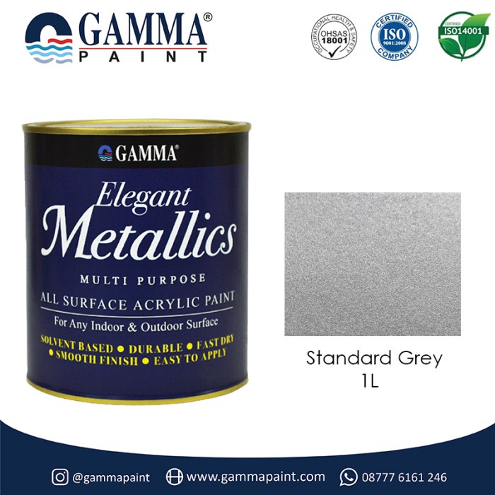 TERLARIS Elegant Metallics - STANDARD GREY - Cat Duco Metalik NC Besi & Kayu