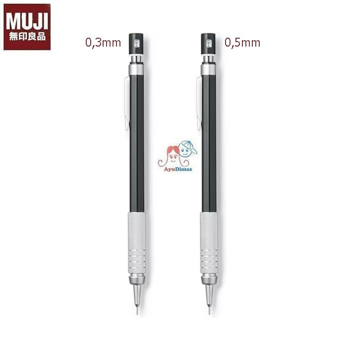 

READY MUJI LOW CENTER GRAVITY MECHANICAL PENCIL 0.3MM / 0.5MM BLACK - PENSIL MEKANIK / CETEK PACKING