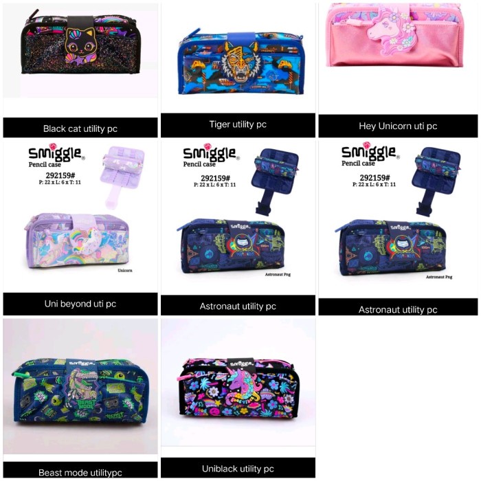 

KUYY SMIGGLE UTILITY PENCIL CASE BLACKCAT, UNICORN, ASTRO/ TEMPAT PENSIL PACKING AMAN