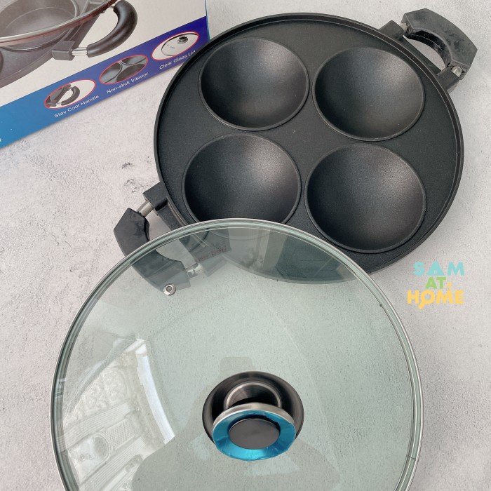 Panci Cetak Kue Pancake Serabi 4 lubang Teflon Anti Lengket - Cake Pan