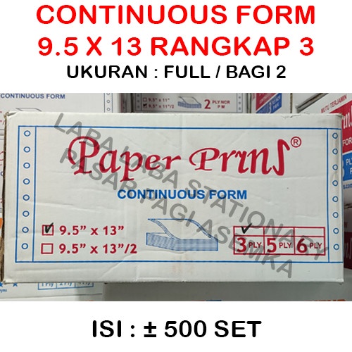

Continuous Form Paper Print 9.5 x 13 // 9.5 x 13/2 Rangkap 3