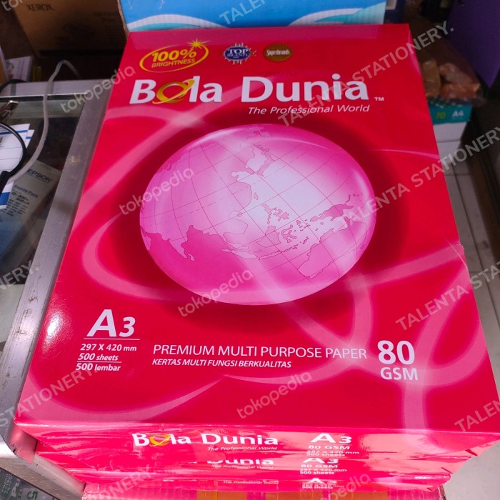 

Kertas HVS Bola Dunia A3 80 GSM harga promo 1 rim
