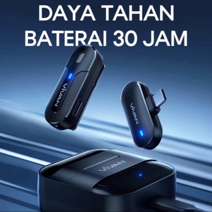 Microphone Vivan VMA-M8C Usb C / VMA-8L Lightning Microphone Clip On Wireless Live Streaming