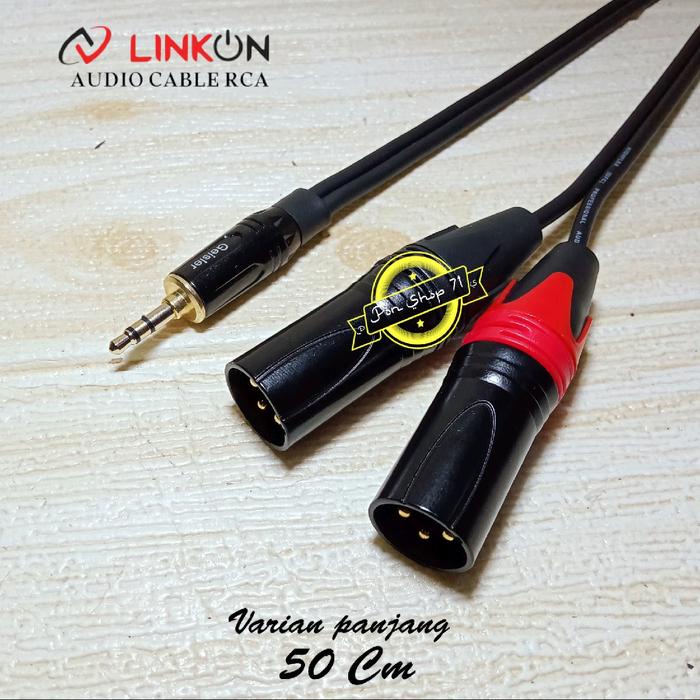 BERKUALITAS kabel Audio mixer ke Hp ke equalizer ke crossover ke power jack 3,5mm to 2 xlr male - 50